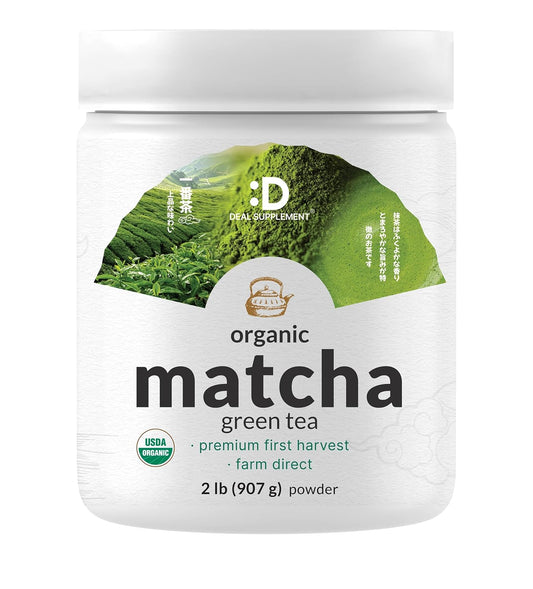 Organic Matcha Green Tea Powder, 2 lb (907g), First Harvest, Culinary Grade, Japanese Sourced Cafe Mix, Zero Sugar, Keto Friendly, Non-GMO, Vegetarian