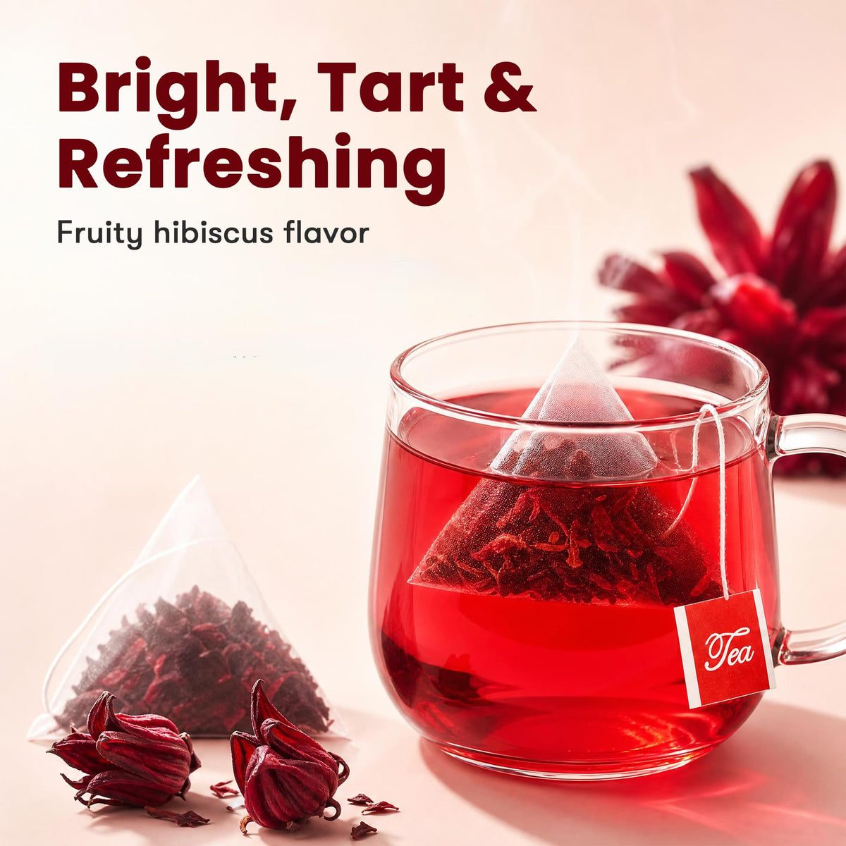 NUTRITIONLABS Hibiscus Tea Bags, 100% Dried Hibiscus Flower, Caffeine Free, 60 Count