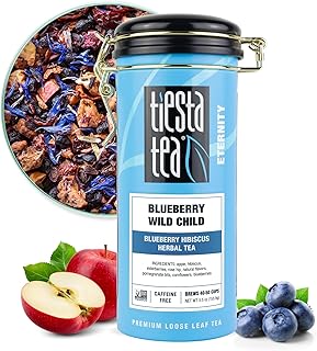 Tiesta Tea Blueberry Wild Child, Loose Leaf, Blueberry Hibiscus Herbal Tea, Premium Non-Caffeinated Blend, Make Hot or Iced, Brews Up to 50 Cups, 5.5 Ounce Refillable Tin