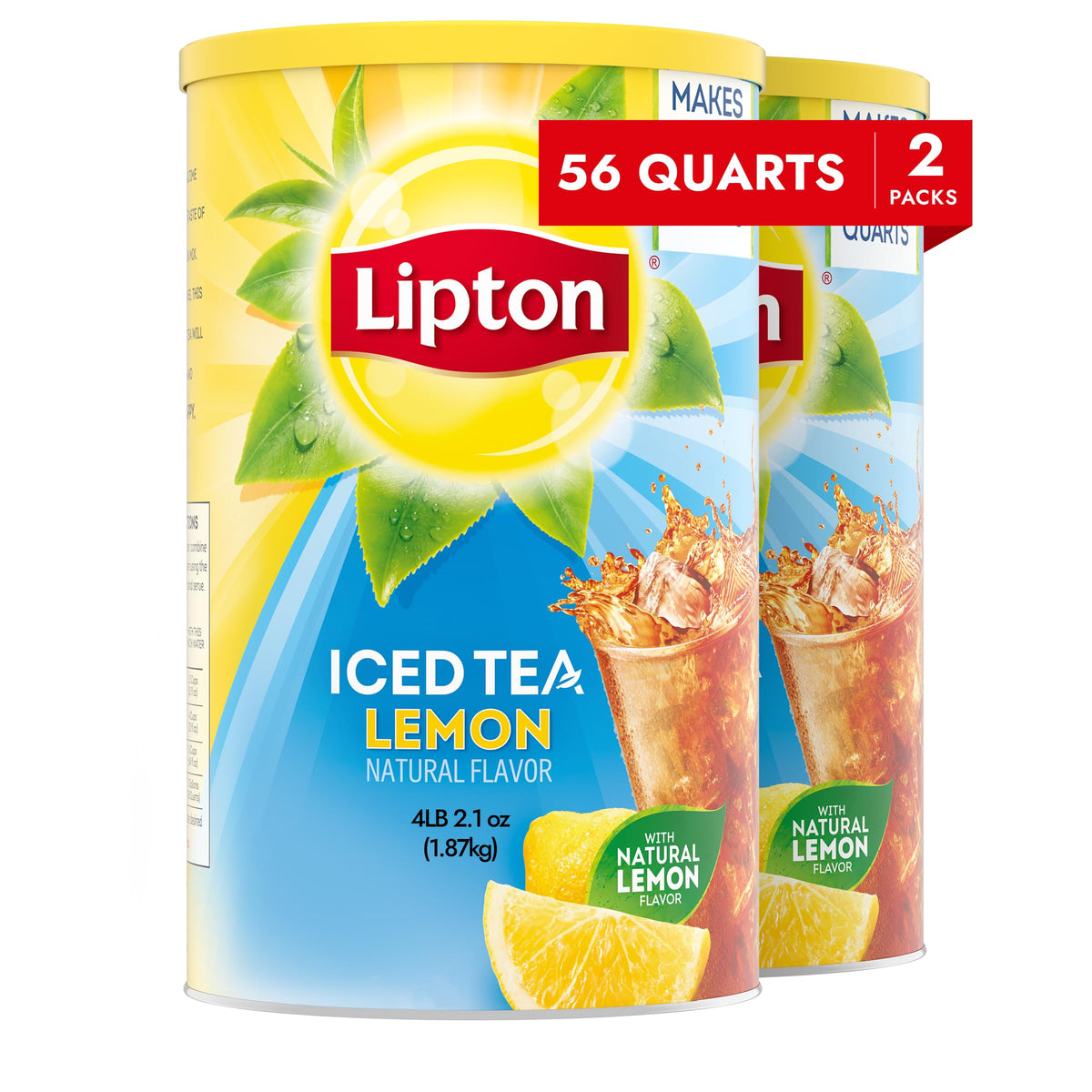 Lipton Lemon Sweetened Iced Tea Mix, Makes 28 Quarts (Pack of 2)