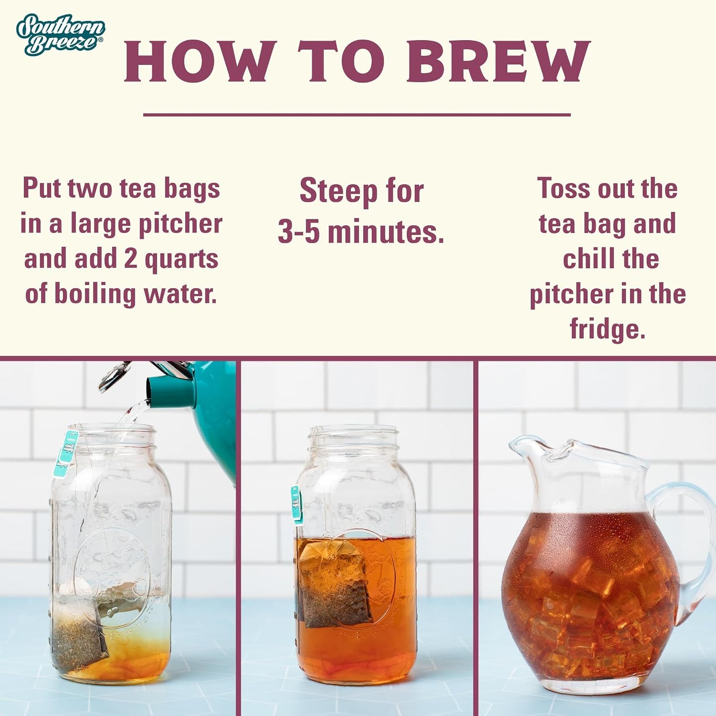 Southern Breeze Raspberry Family Size Tea Bags, 22 Ct (Pack of 2) | Southern-Style Sweet Tea | By the Pitcher | Zero Sugar | Zero Carbs | Hot Brew Ready | Perfect for Family