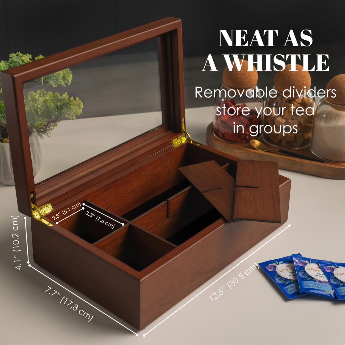 Apace Living Tea Box - Luxury Wooden Tea Bag Organizer from The Apace Premier Collection