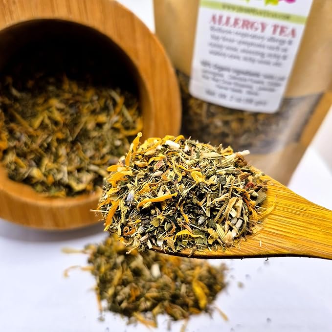 ALLERGY TEA – Herbal blend for seasonal irritation: sneezing, runny nose & itchy eyes – Formulated by Master herbalist Khabir – 100% Organic, Non-GMO, No Additives