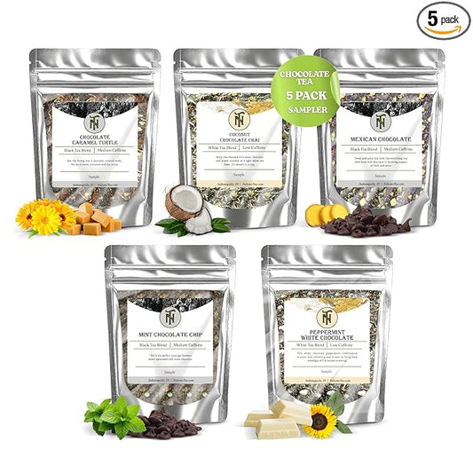 Nelson's Tea Chocolate Sampler Pack Tea - Loose Leaf Tea Sampler - Choc. Caramel Turtle, Coconut Cho