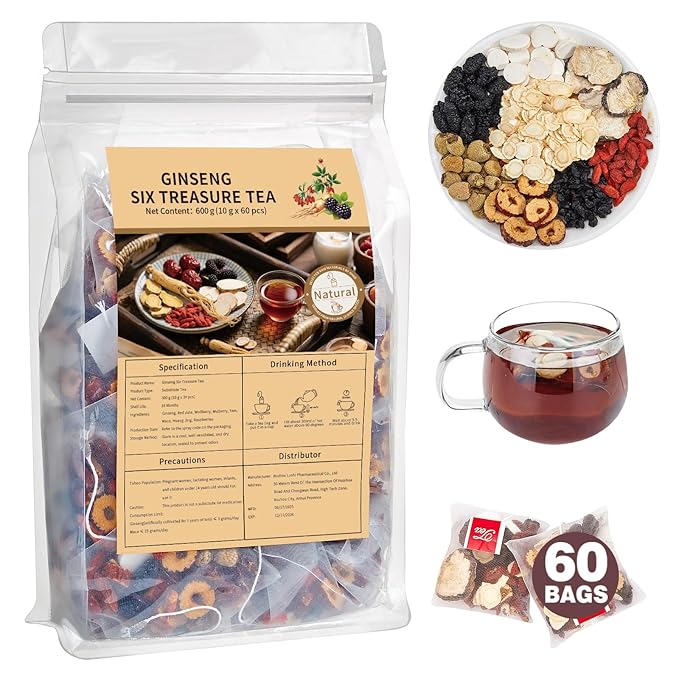 Herbal Tea Formula Ginseng Six Treasure Tea, Ginseng & Mulberry Herbal Tea, Traditional Chinese Herbal Tea Bags