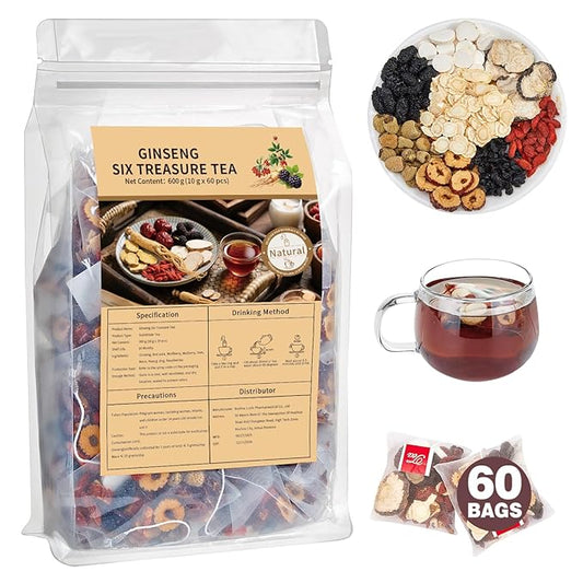 Herbal Tea Formula Ginseng Six Treasure Tea, Ginseng & Mulberry Herbal Tea, Traditional Chinese Herbal Tea Bags
