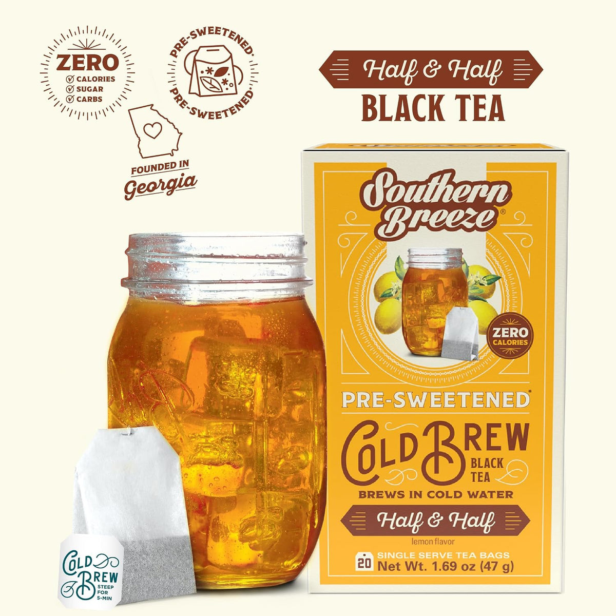 Southern Breeze Cold Brew Sweet Tea Half &amp; Half Iced Tea 20 Count, 2 Pack