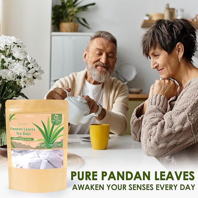 Nhat ANH Farm - Premium Pandan Leaves Tea Bags, 40 Pandan Leaves Tea Bags, 100% Natural Dried Pandan Leaves, Naturally Sweet Herbal Tea, Sugar-Free