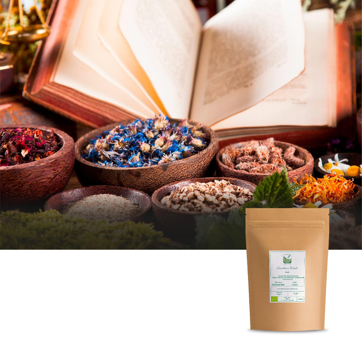 Valley of Tea Gentian Root Organic Dried Whole Root - Herbal Tea and Aromatic Bitters