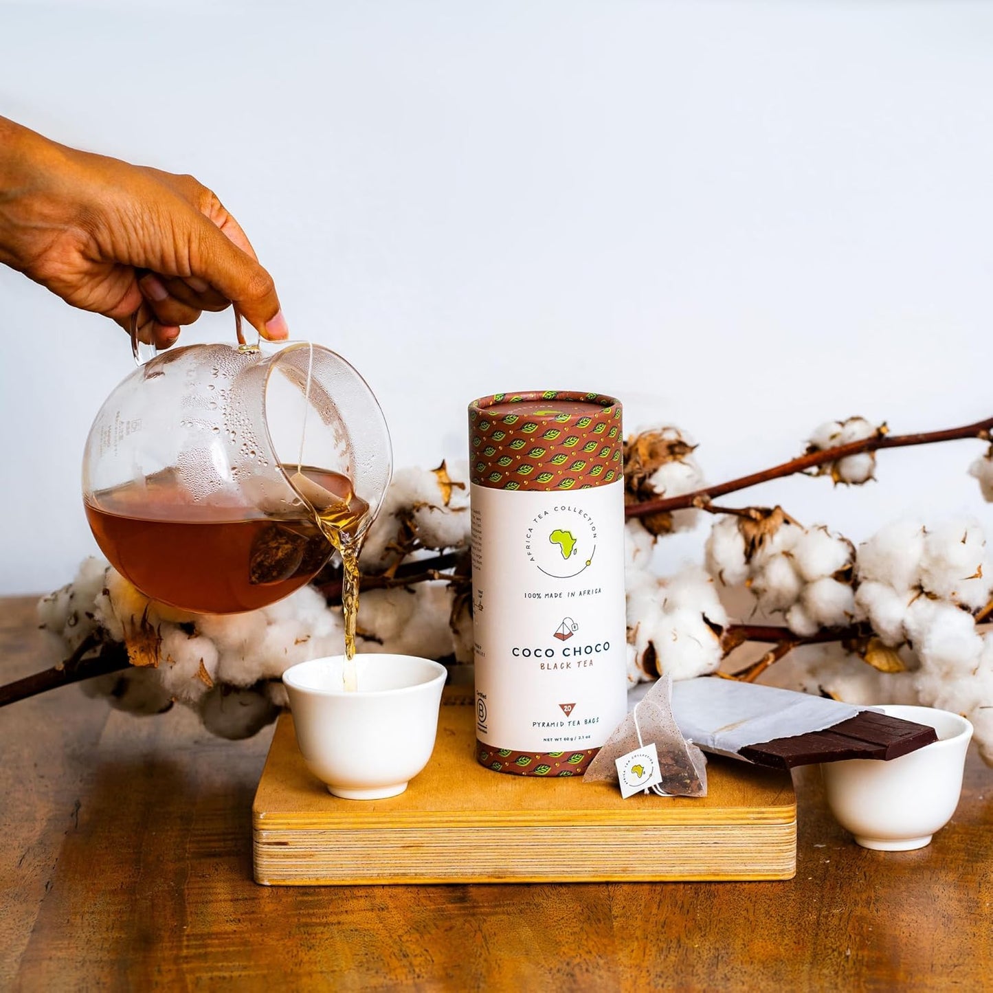 Kazi Yetu - Coco Choco - 100% Ethically Sourced - Made w/Whole Leaf Black Tea - Biodegradable Pyramid Bags - Africa Collection - 20 bags