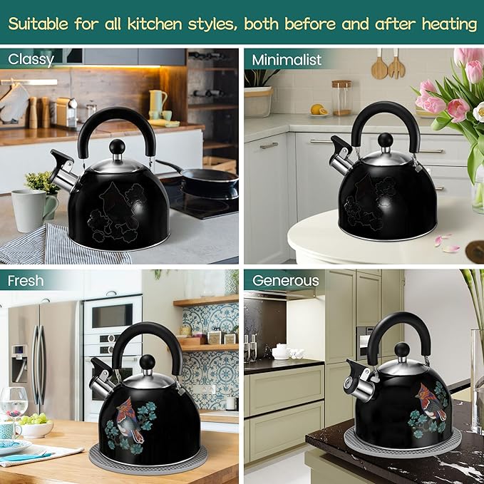 ARC Stainless Steel Whistling Tea Kettle for Stovetop, Magic Color Changing Design Teapot for Stovetop