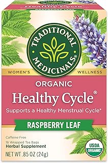 Traditional Medicinals Tea, Organic Healthy Cycle, Supports Healthy Menstrual Cycles, Includes Spearmint,16 Tea Bags