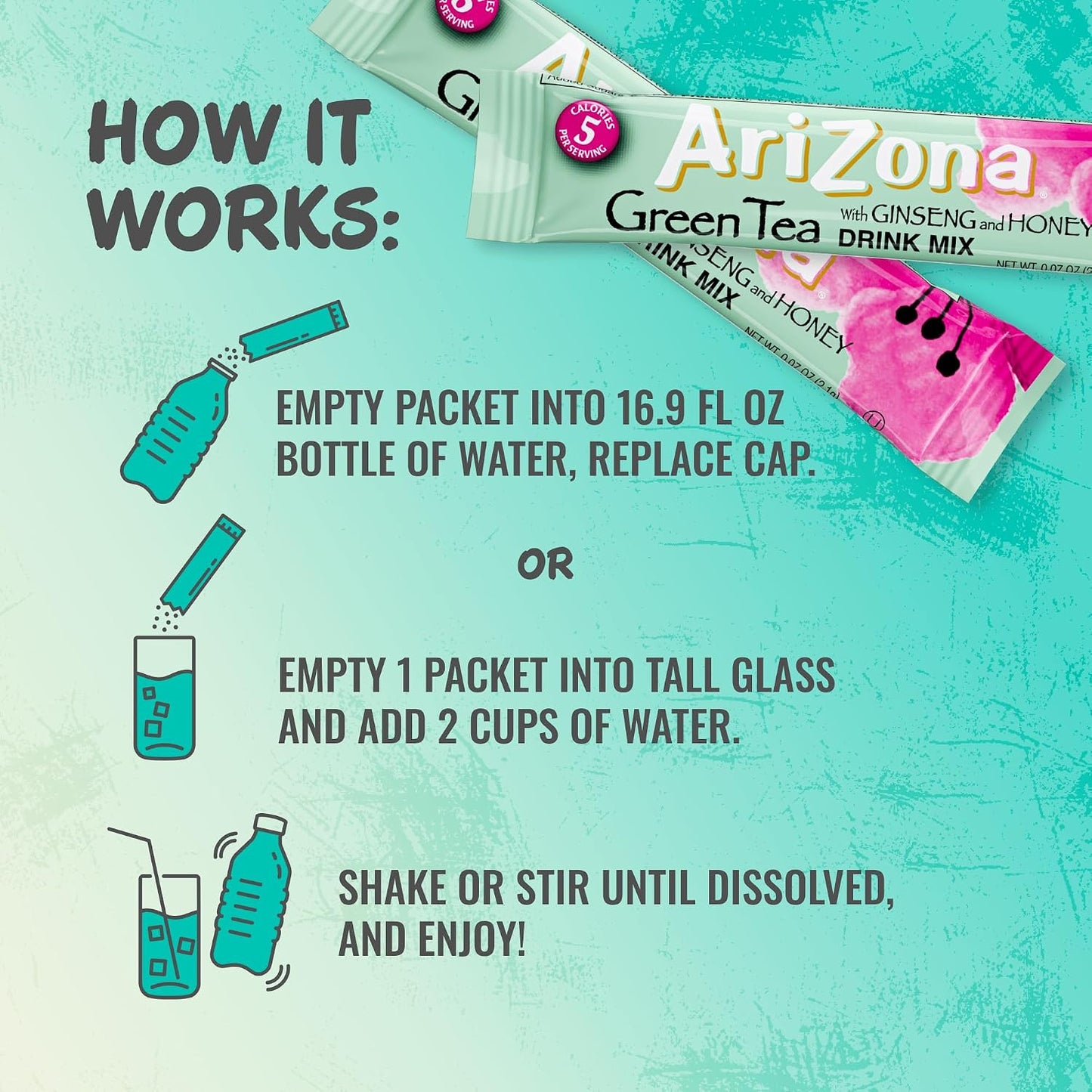 AriZona Green Tea On-the-Go Powder Drink Mix 0.07oz 10ct Box (12 Pack)