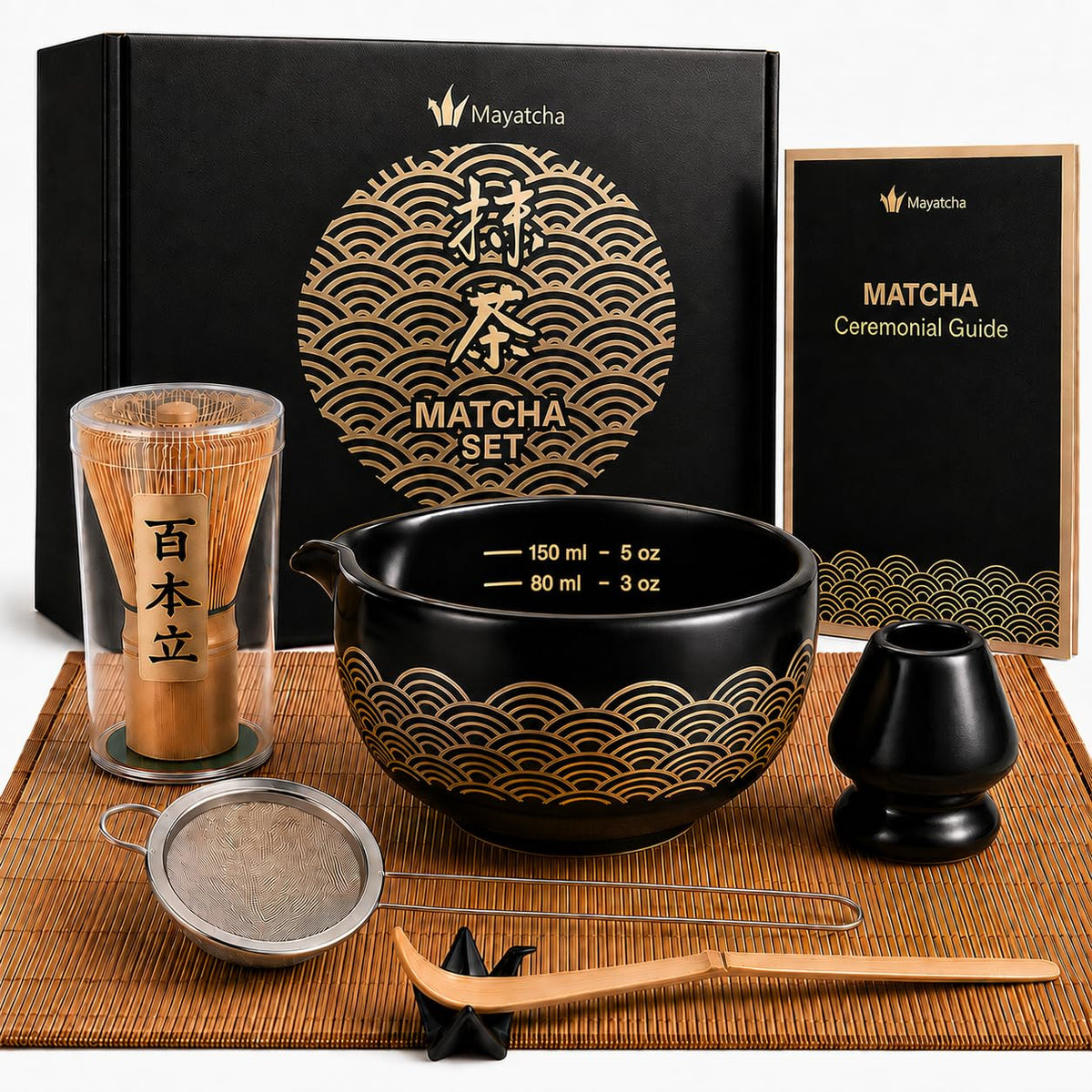 MAYATCHA Matcha Set Kit – Japanese Matcha Bowl with Spout & Measurement Marks