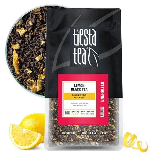 Tiesta Tea - Lemon Black Tea, Loose Leaf, Lemon Citrus Black | Premium High Caffeinated Blends, Make Hot or Iced, Brews Up to 200 Cups, 16 Ounce Resealable Bulk Pouch