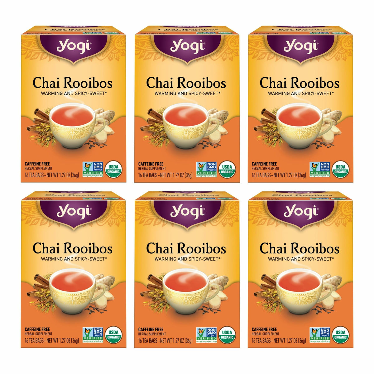 Yogi Chai Rooibos Tea, 16 Tea Bags (6 Pack)