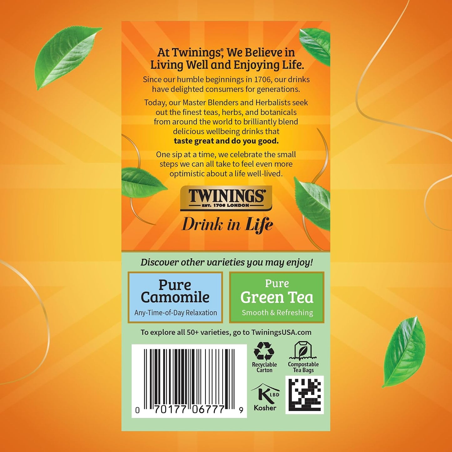 Twinings Pure Peppermint Herbal Caffeine-Free Tea Bags, 20 CT Box (1 Pack) | Fresh Minty Flavour, Soothes Digestion, Naturally Caffeine-Free, 20 Foil Lined Individually Wrapped Bags, Enjoy Hot or Iced