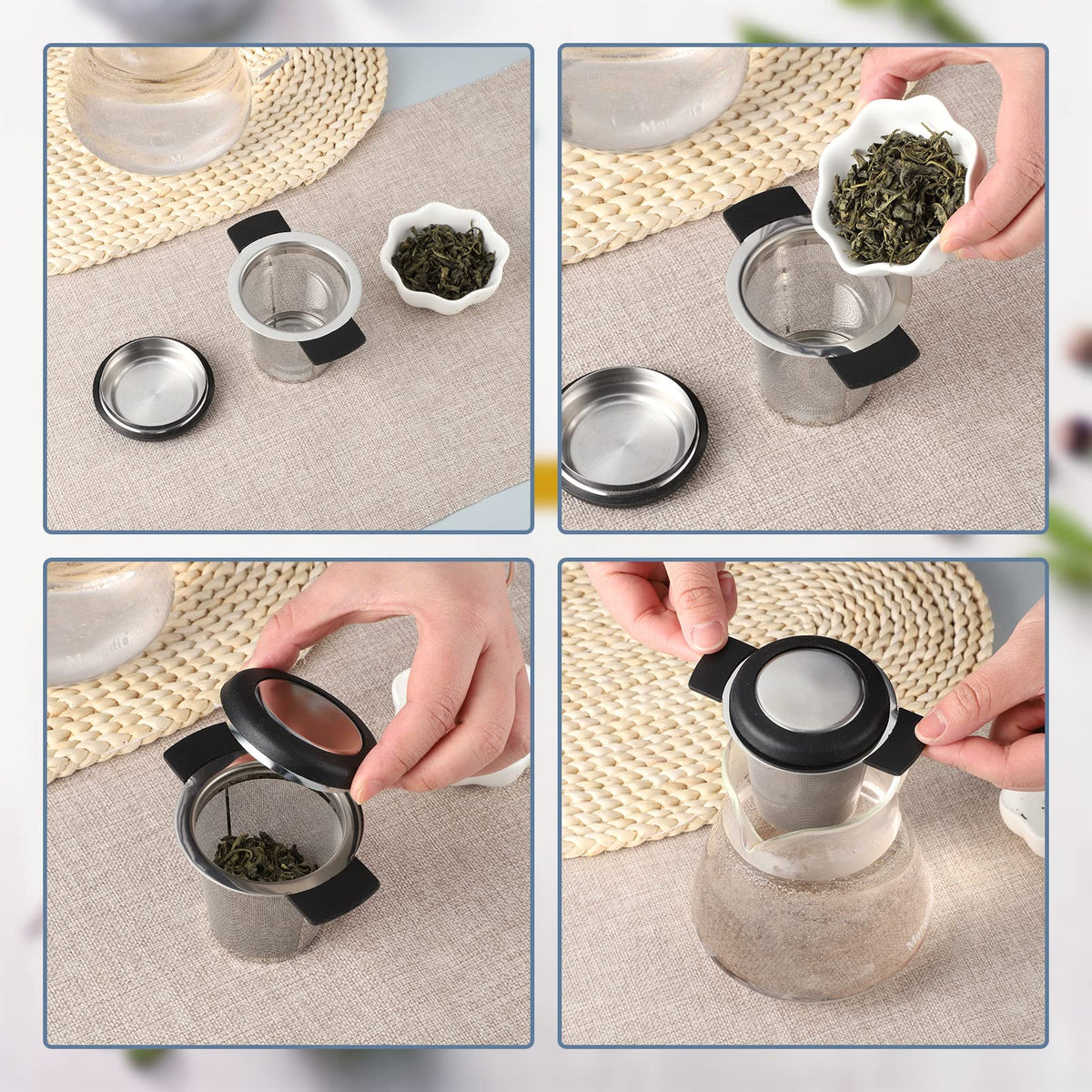 Prudiut 2 Pack Tea Infusers For Loose Tea, Stainless Steel Mesh With Lid