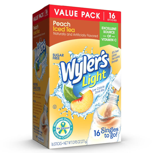 Wyler's Light Singles To Go Water Drink Mix, Peach Iced Tea, 96 Packets