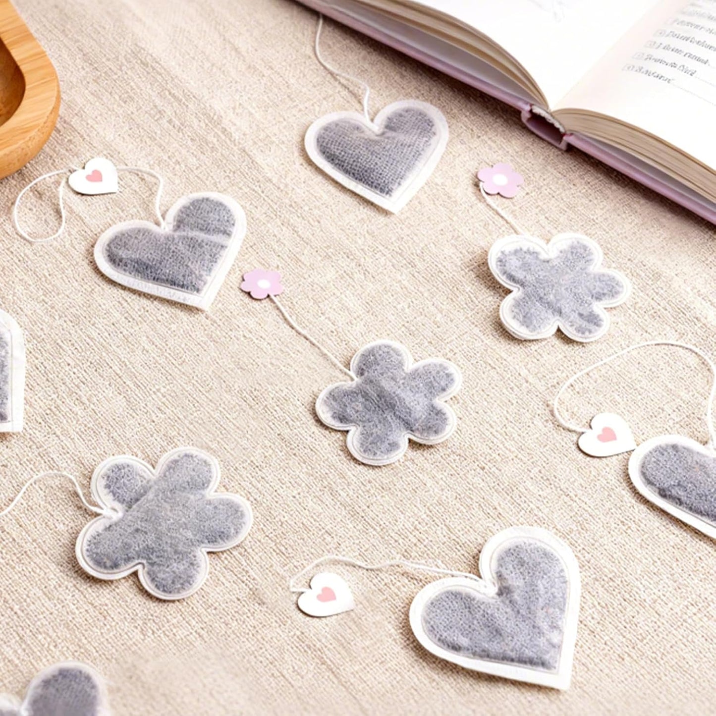 Novelty Tea Bags - 10 Count (5 Heart + 5 Flower Shaped) | 5 Unique Flavors Tea Sampler, Floral-Themed Gift Set for Tea Lovers