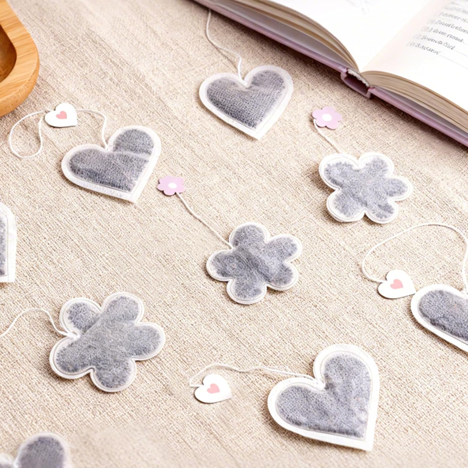 Novelty Tea Bags - 10 Count (5 Heart + 5 Flower Shaped) | 5 Unique Flavors Tea Sampler, Floral-Themed Gift Set for Tea Lovers