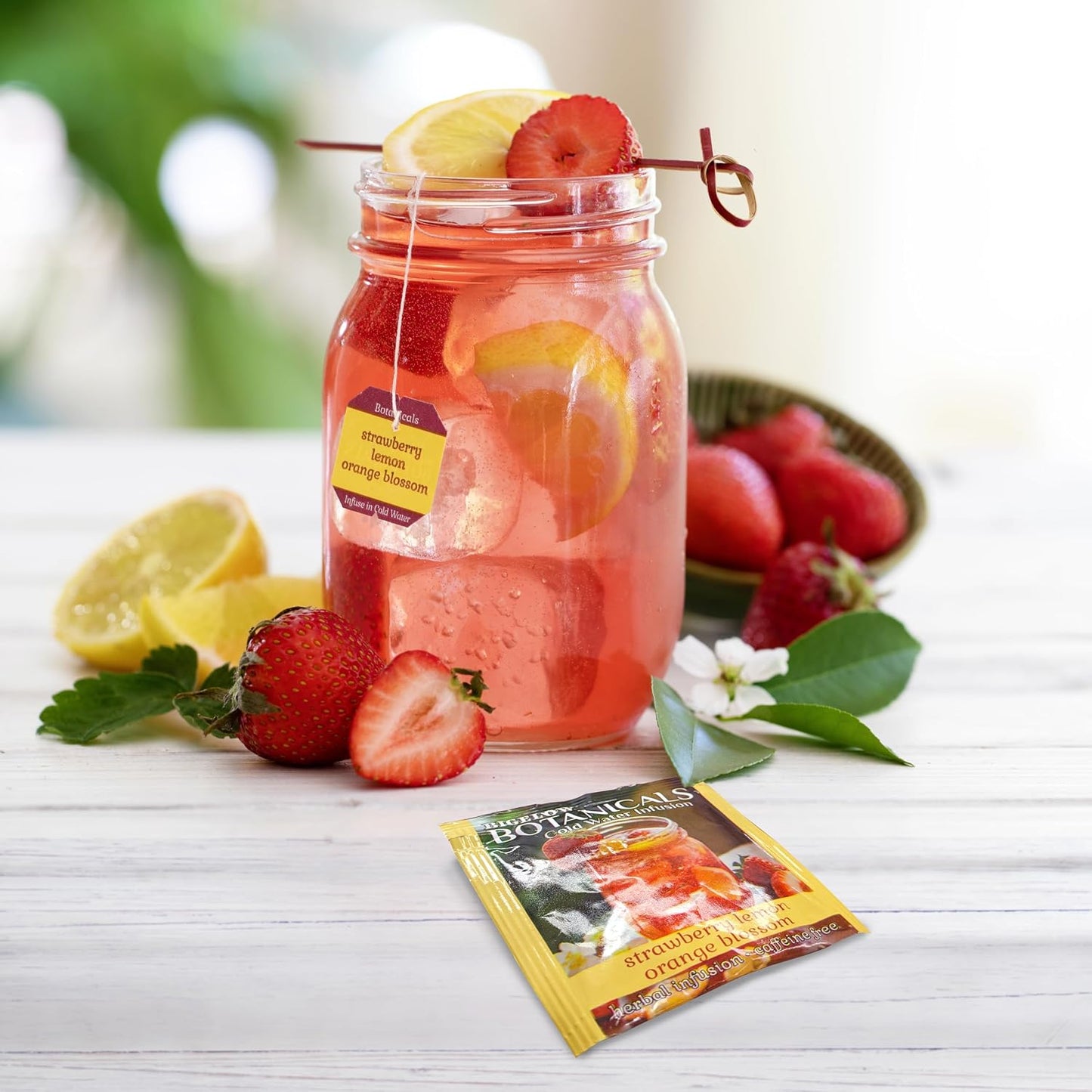 Bigelow Botanicals Strawberry Lemon Orange Blossom Infusion | Caffeine Free Tea with Strawberry, Lemon and Orange Flavor, 18 Count (Pack of 6), 108 Total Tea Bags