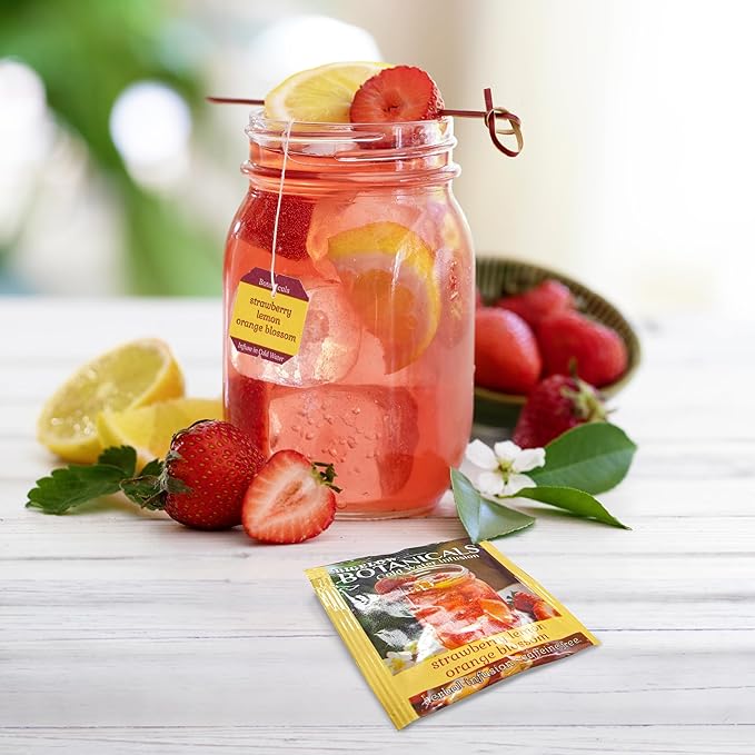 Bigelow Botanicals Cold Water Infusion Strawberry Lemon Orange Blossom Herbal Tea, Caffeine Free Tea with Strawberry, Lemon and Orange Flavor