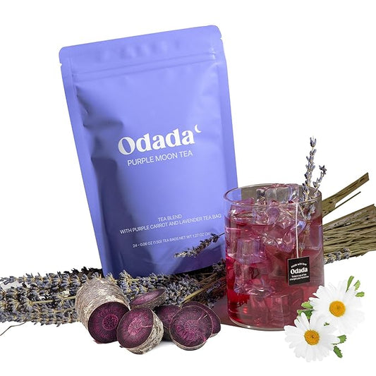 Odada Purple Moon Tea - Calming Lavender, Chamomile & Korean Purple Carrot Blend, Cozy Evening Comfort & Antioxidant-Rich K-Wellness Ritual, Caffeine-Free, Zero Sugar, 24 Tea Bags