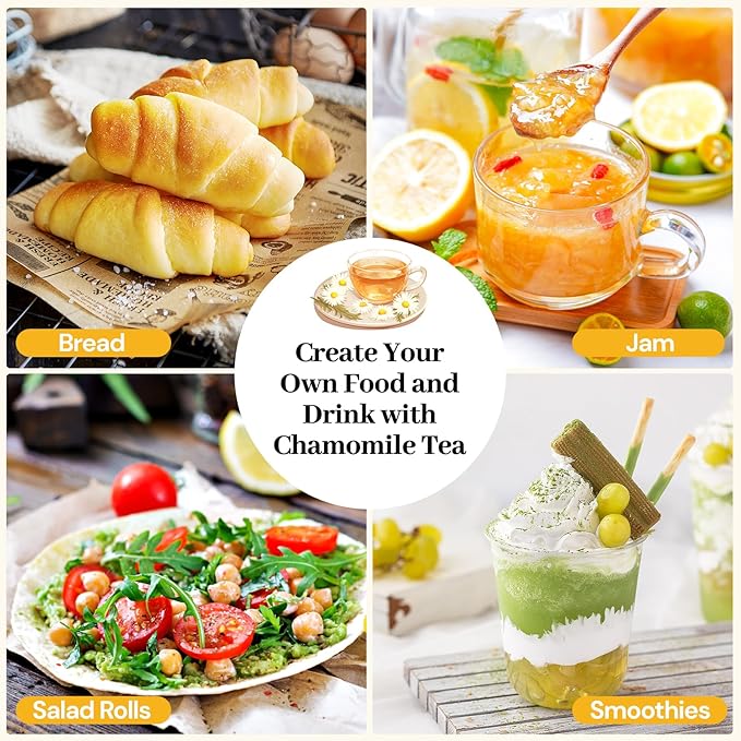 Chamomile Tea Bags, 100% Natural Dried Chamomile Tea Flowers Loose Leaf Premium Herbal Tea No Sugar/Gluten, Caffeine Free-50 Count
