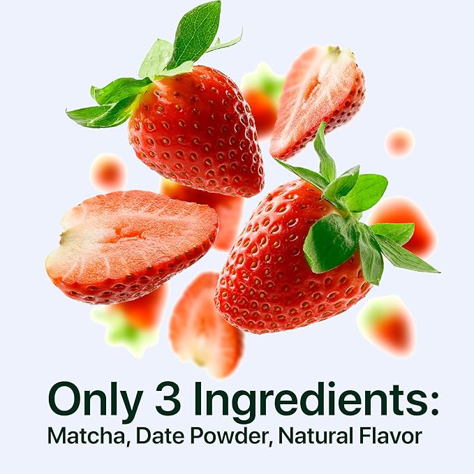 ONE WITH TEA USDA Organic Strawberry Matcha – Ceremonial Grade Green Tea Powder, Flavored Matcha Latte Mix with Real Strawberry, Premium Japanese Matcha 2.1 oz
