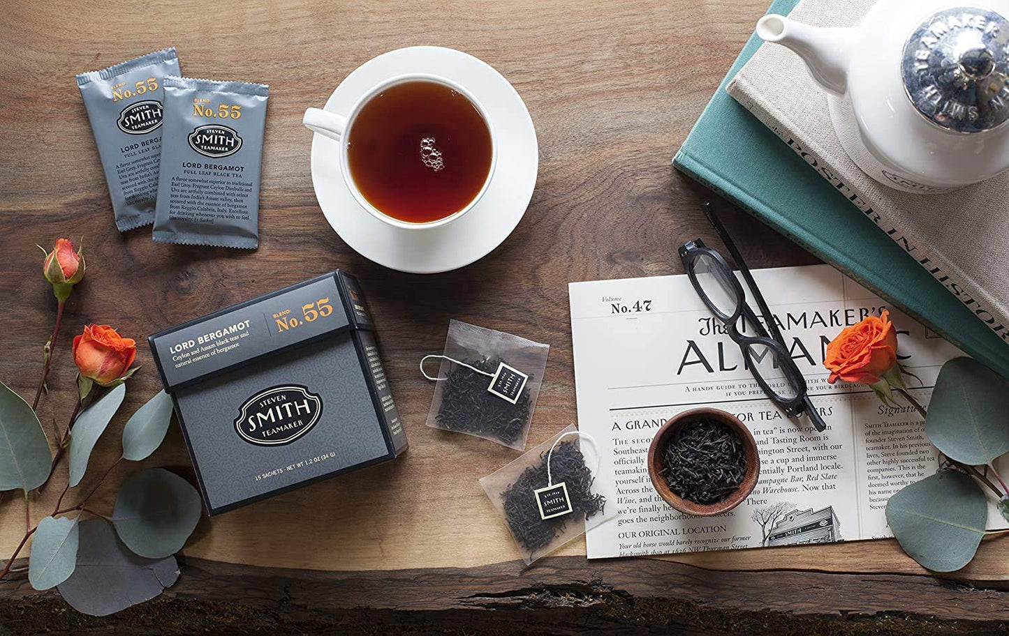 Smith Teamaker | Lord Bergamot No. 55 | Caffeinated Full Leaf Earl Grey Black Tea with Italian Bergamot Oil; 6 Pack (90 Sachets, 1.2oz each)