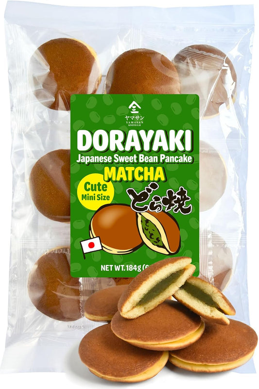 YAMASAN KYOTO UJI Dorayaki Japanese Matcha Sweet Bean Paste Pancake 6.49oz | Traditional Japanese Wagashi Sweets, Cute Mini Size, Matcha Candy, Individually Wrapped, Made in Japan 184g