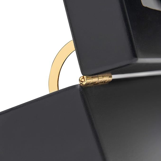 Break Tradition Wooden Tea Organizer For Tea Bags - 6 Compartments, Clear Top Window, Lid Stays Open (Black)