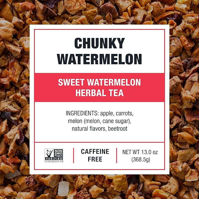Tiesta Tea - Chunky Watermelon Cold Brew, Loose Leaf, Sweet Watermelon Herbal Tea, Non-Caffeinated, Cold Brew Packets, Makes 64 oz Per Bag (Pack of 10)