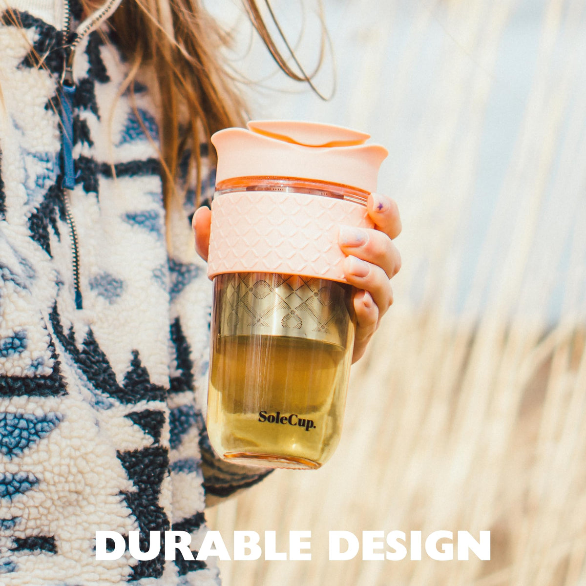SoleCup. Large Travel Mug Loose Tea Infuser - Detachable Tea Strainer with Splash-Resistant Lid - 18oz/530ml BPA-Free