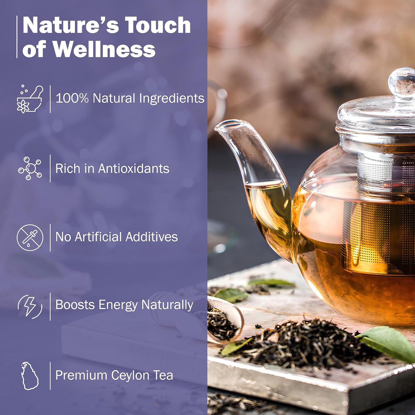 Earl Grey Lavender Ceylon Black Tea – 30 Pyramid Bags | Fragrant Tales | Exquisite Blend of Premium Ceylon Black Tea, Bergamot &amp; Lavender | Aromatic, Smooth &amp; Calming | 60g
