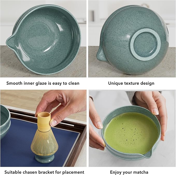 7 Pcs Matcha Whisk Set, Perfect Matcha Kit for Matcha Lovers Includes Ceramic Bowl, Bamboo Whisk, Holder, Scoop, Sifter & Cloth