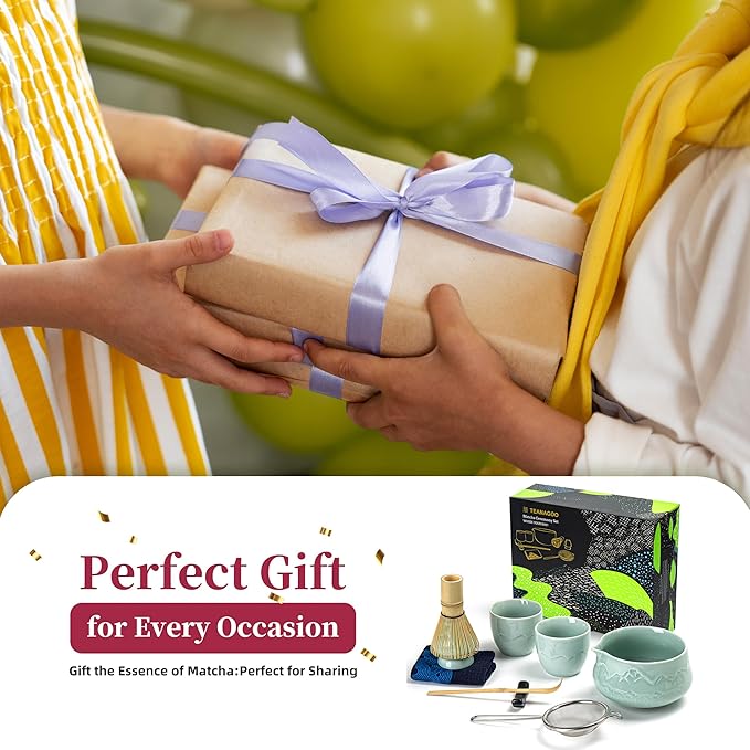 Teanagoo Matcha Whisk Set 7pcs+2Cups(7.2oz),Ceramic Matcha Set,Matcha Kit for Ceremony,Matcha Tea Set for Making Breakfast