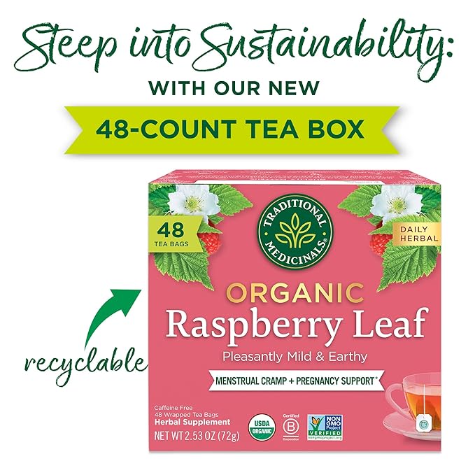 Traditional Medicinals Organic Raspberry Leaf Herbal Tea - 48 Tea Bags