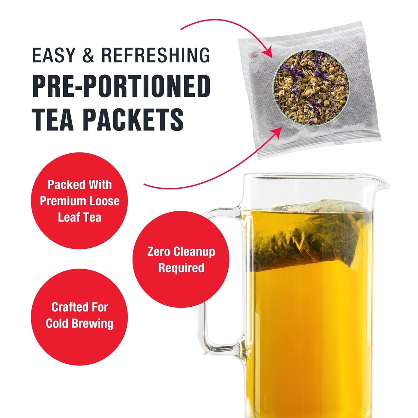 Tiesta Tea - Lavender Chamomile Cold Brew, Loose Leaf | Soft Chamomile Herbal Tea, Non-Caffeinated Iced Blend, Cold Brew Packets, Makes 64oz of Pitcher Per Bag (Pack of 10)