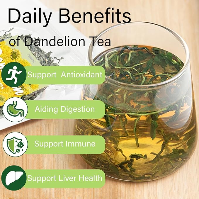 Dandelion Loose Leaf Root Tea 4.4 Ounce(125g), Natural Herbal Tea for Kidney & Liver, Aid in Digestion, Raw, Caffeine-Free