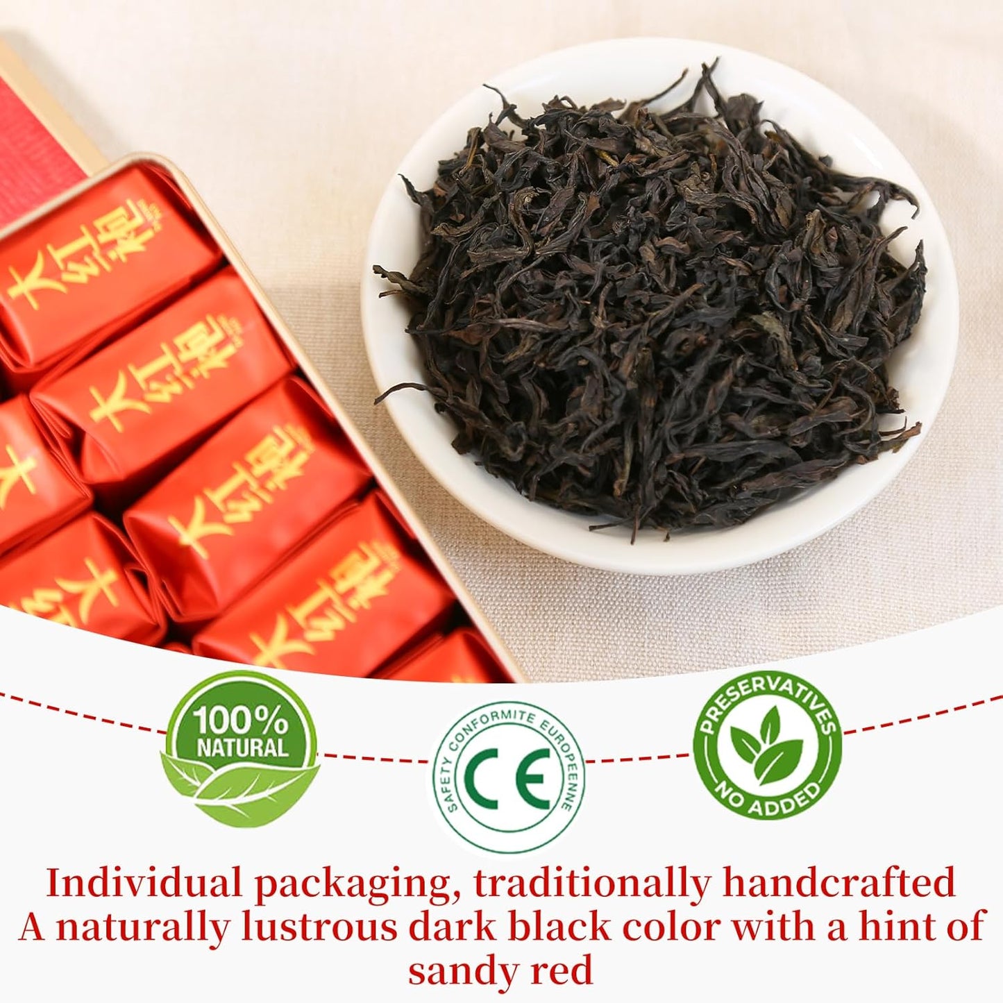XIXICHA Dahongpao Oolong Tea Rock Tea 80g/2.82oz 8g*10bags Chinese Loose leaf Tea Big Red Robe Strong Flower Aroma Wuyi Mountain Da Hong Pao 大红袍 乌龙茶 茶叶 福建武夷山岩茶 独立包装袋泡