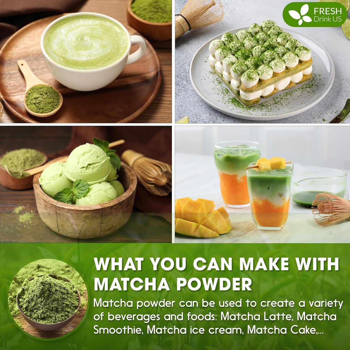 FreshDrinkUS, Organic 1.5 oz Luxury Ceremonial Grade Matcha | USDA - Premium Japanese Green Tea Powder | Stone-Ground Shade-Grown Leaves | Rich Umami Flavor, Vibrant Color & Smooth Finish