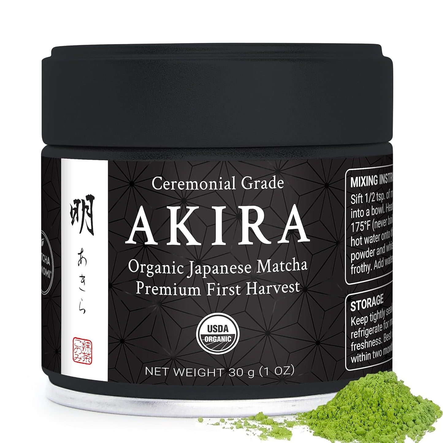 Akira Matcha 30g - Organic Premium Ceremonial Japanese Matcha Green Tea Powder - First Harvest - Zero Sugar - USDA and JAS Certified