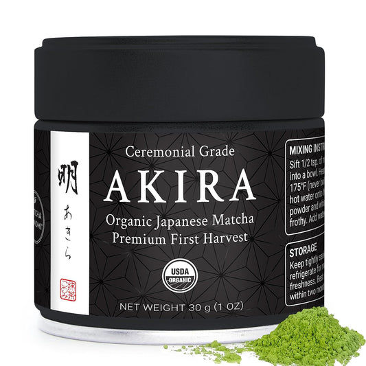 Akira Matcha 30g (1 oz) - Organic Premium Ceremonial Japanese Matcha | First Harvest Matcha Green Tea Powder - Zero Sugar - USDA and JAS Certified