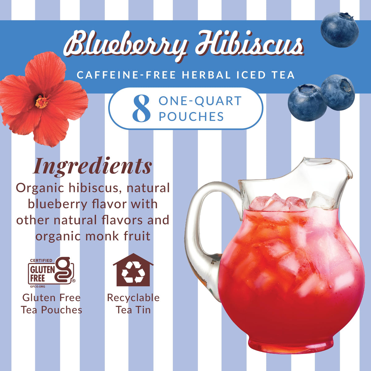 The Republic of Tea - Blueberry Hibiscus Iced Tea, 8 Tea Bags, Herbal Tea, Caffeine Free