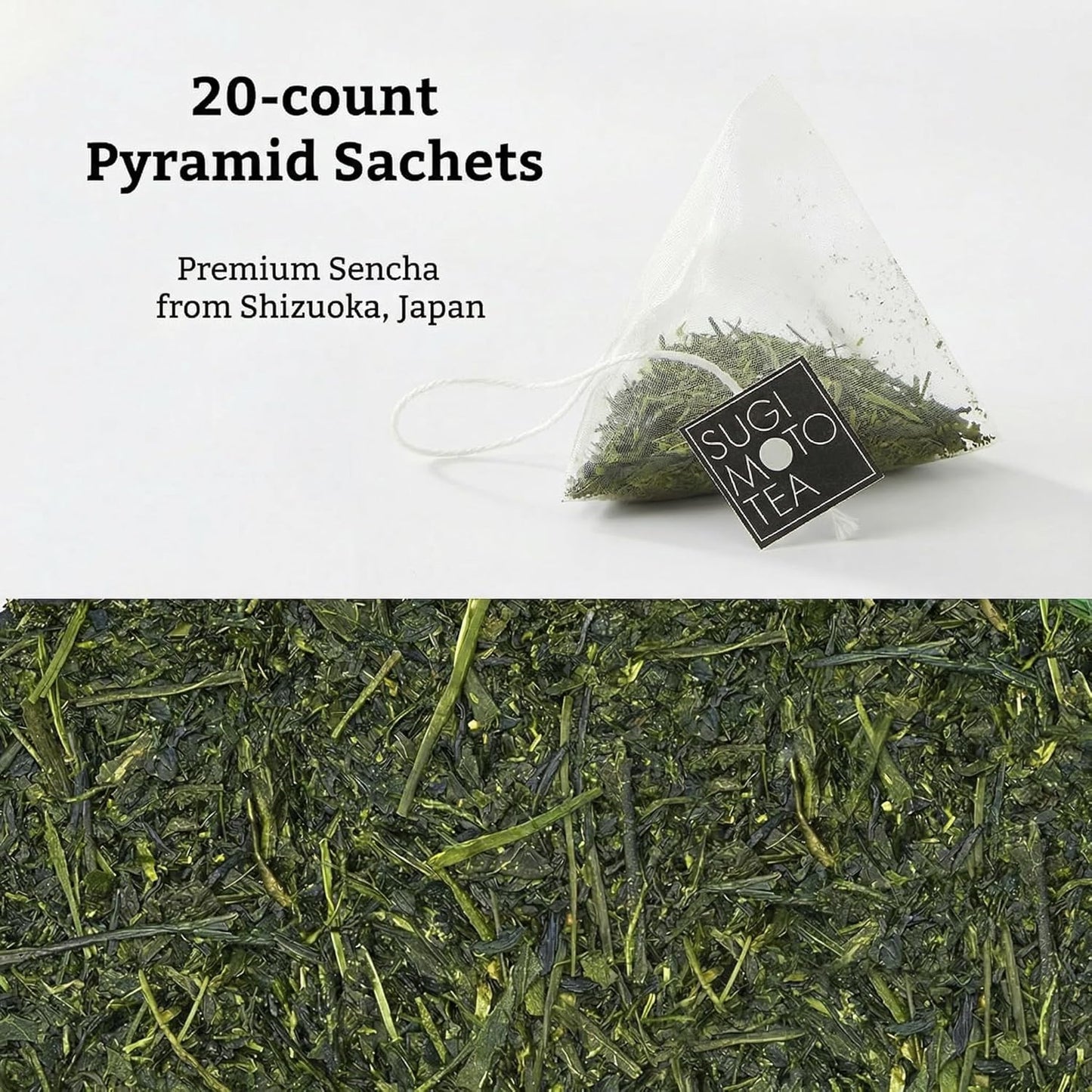 SUGIMOTO TEA Japanese Green Tea Sencha Fukamushi Tea Bags 20 Count