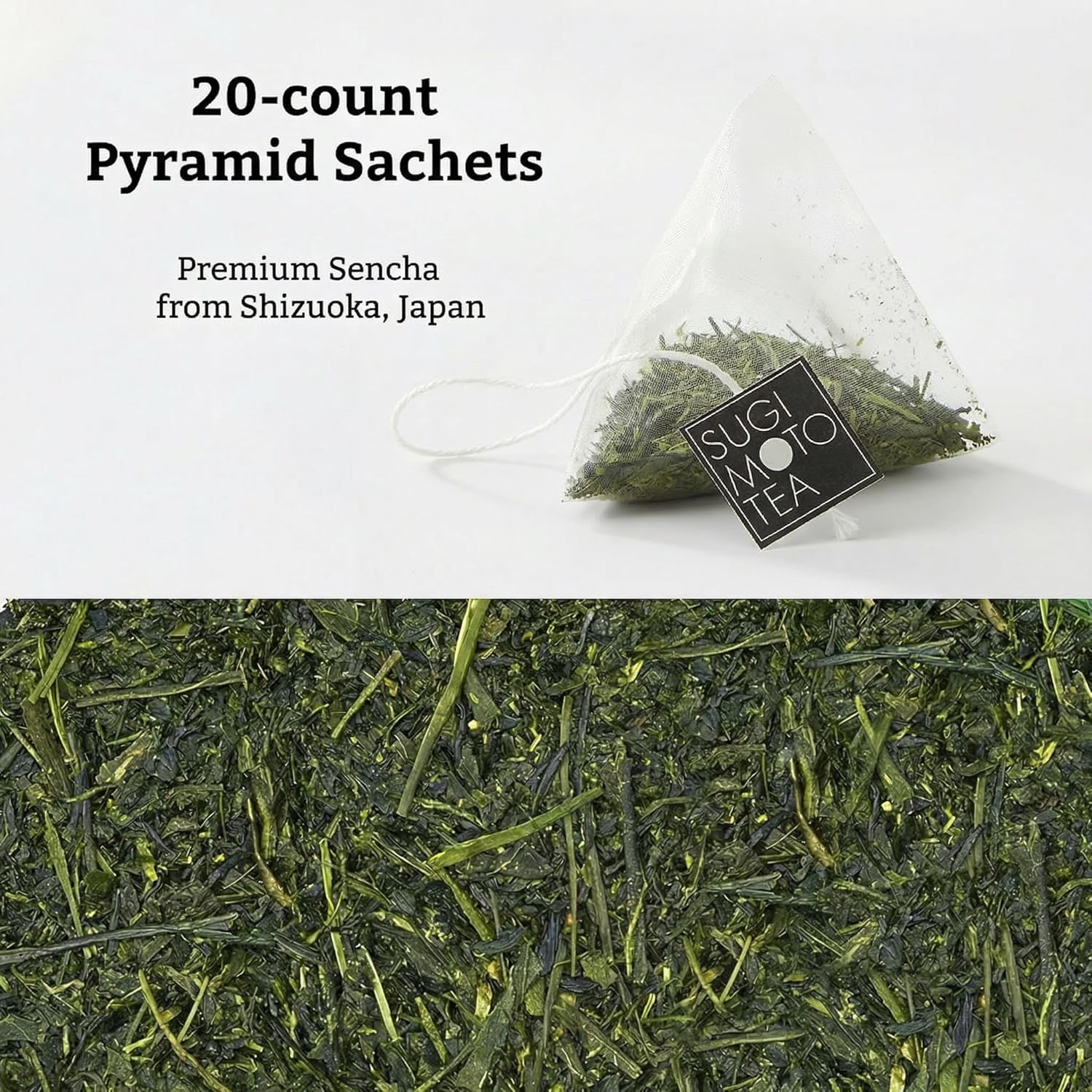 SUGIMOTO TEA Japanese Green Tea Sencha Fukamushi Tea Bags 20 Count
