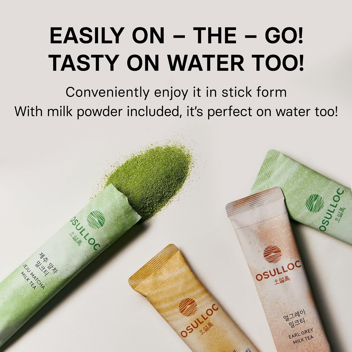 OSULLOC Jeju Matcha Milk Tea Powder Stick Packets, 10 Count