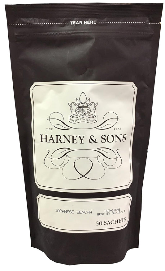 Harney &amp; Sons Japanese Sencha Green Tea, 50 Sachets, Caffeinated | Japanese Sencha green tea with 50 full-leaf sachets. Each sachet brews 12 oz. Certified Kosher.
